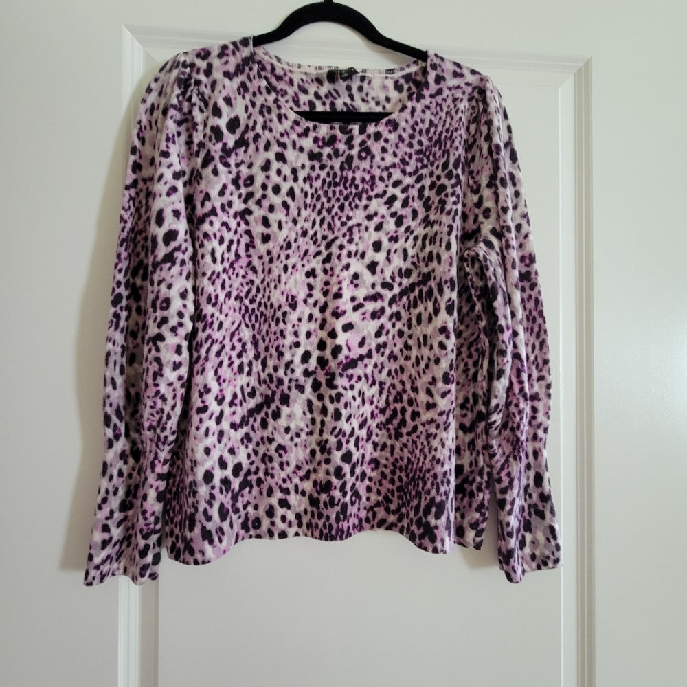 Talbots Merino Wool Leopard Print Women's Top XL In Excellent Condition.